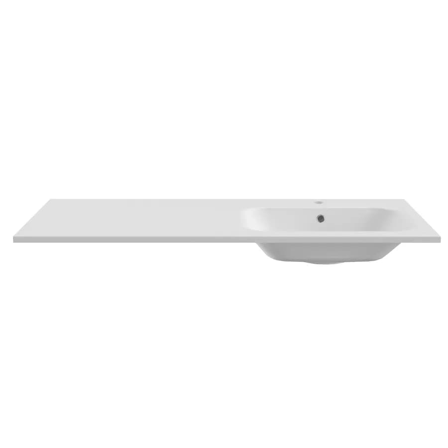 Lavabo da incasso 120x46 cm in mineral composite bianco opaco con vasca a destra - Ergo