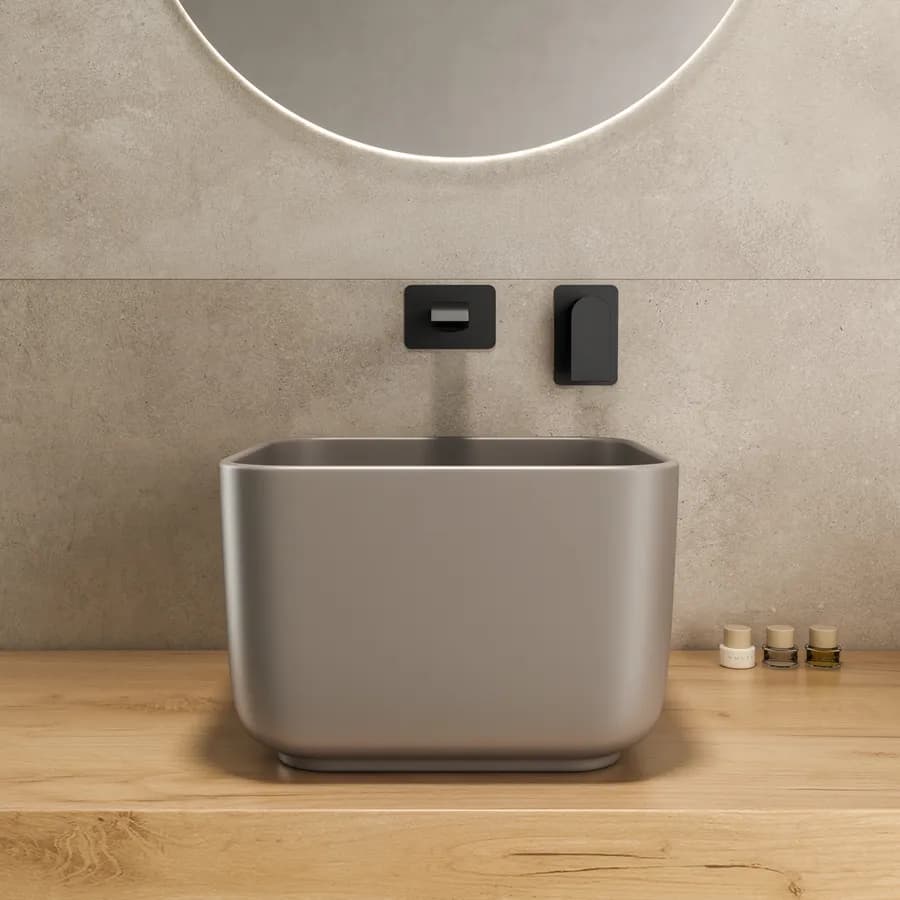 Lavabo d'appoggio 36,5x24,5 h cm tortora scuro opaco - Capital