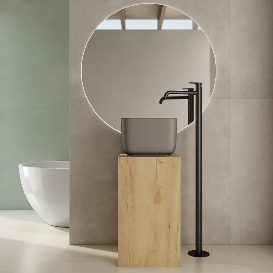 Lavabo d'appoggio 36,5x24,5 h cm tortora scuro opaco - Capital