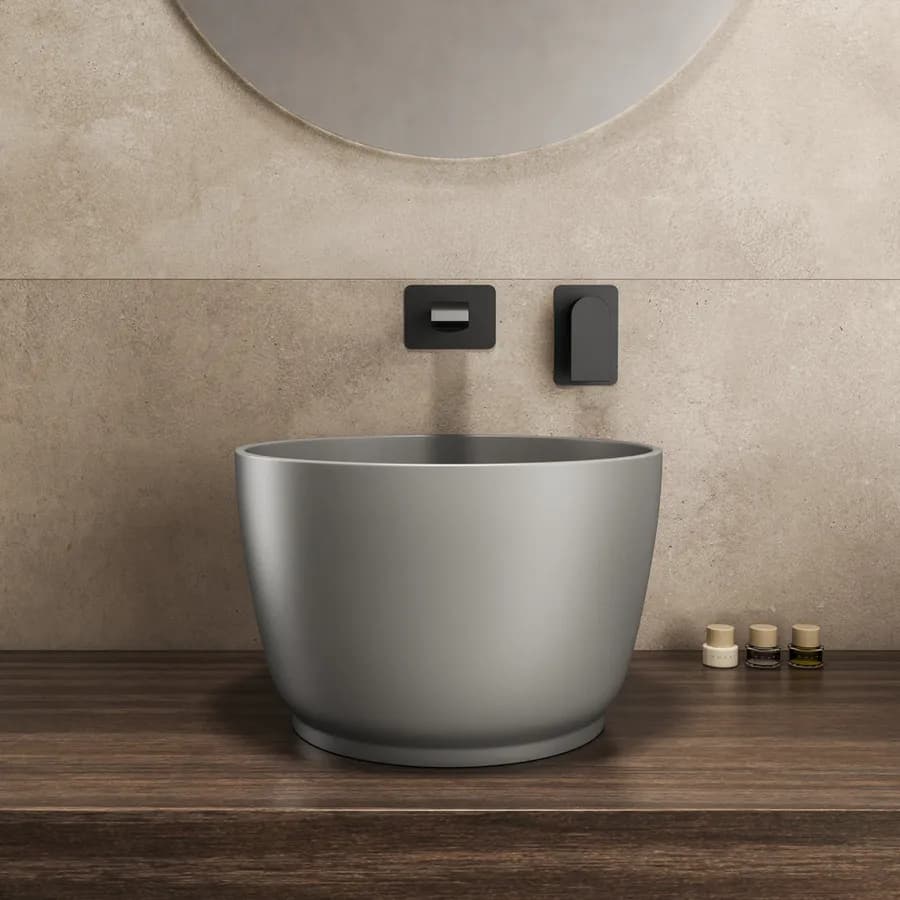 Lavabo d'appoggio 38x24,5 h cm grigio ares opaco - Capital