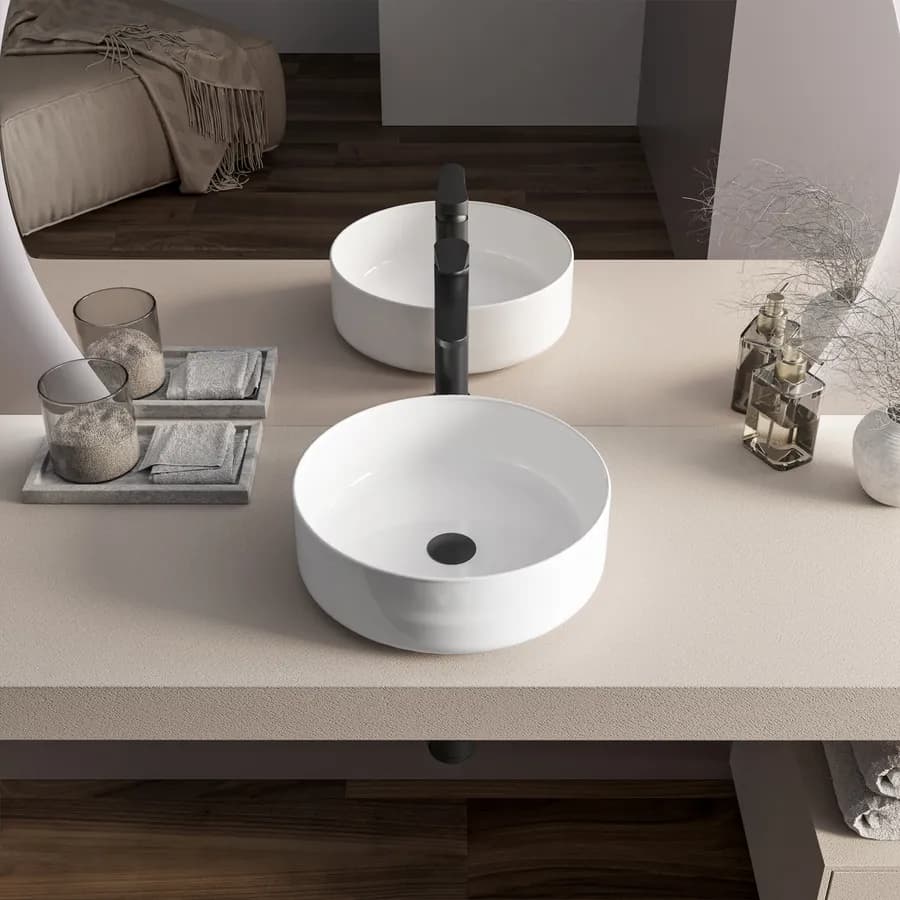 Lavabo d'appoggio 40x13 cm in ceramica bianco - Cloe