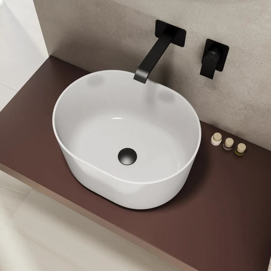 Lavabo d'appoggio 45,5x25 h cm bianco lucido - Capital