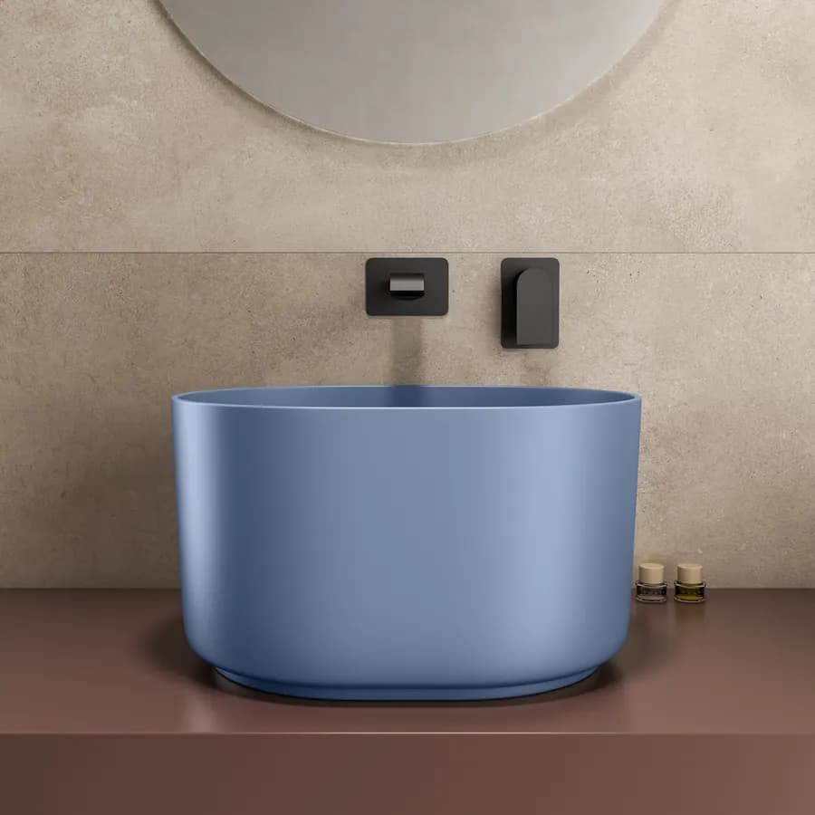 Lavabo d'appoggio 45,5x25 h cm azzurro polvere opaco - Capital
