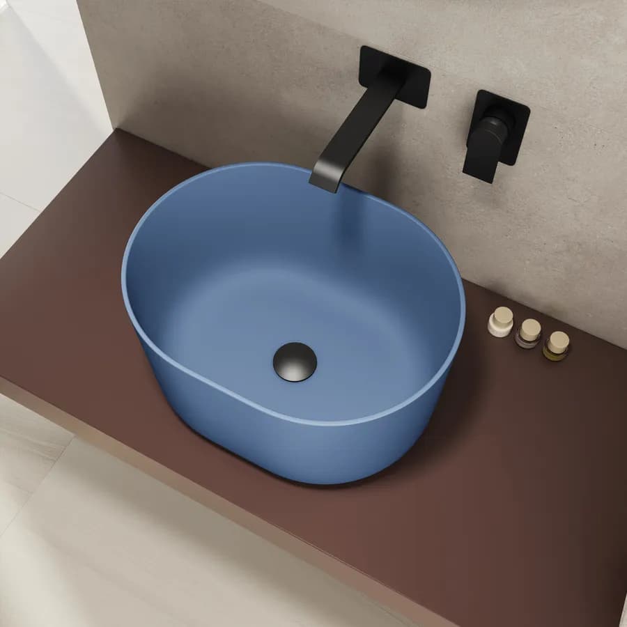 Lavabo d'appoggio 45,5x25 h cm azzurro polvere opaco - Capital
