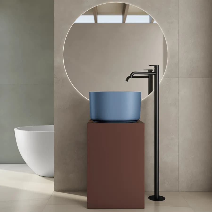Lavabo d'appoggio 45,5x25 h cm azzurro polvere opaco - Capital