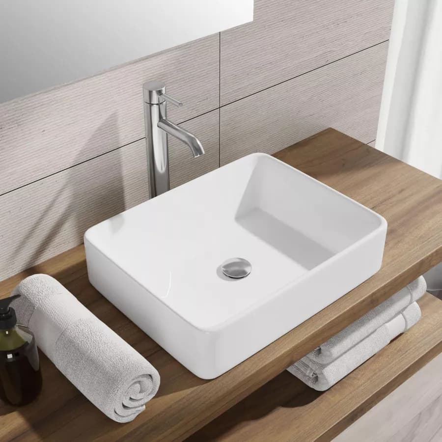 Lavabo d'appoggio 48x37 cm in ceramica bianco opaco - Cloe