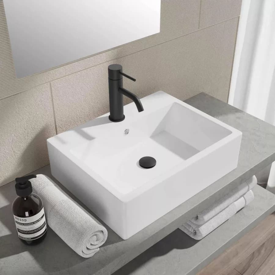 Lavabo d'appoggio 53x41 cm in ceramica bianco opaco - Cloe