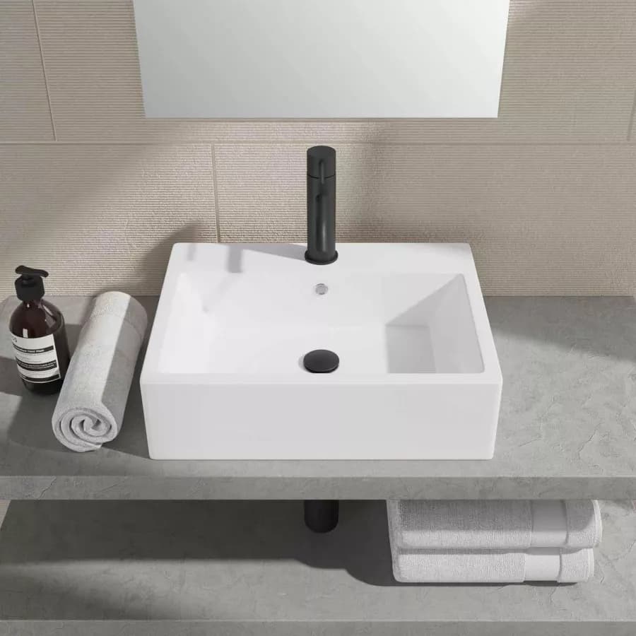 Lavabo d'appoggio 53x41 cm in ceramica bianco opaco - Cloe