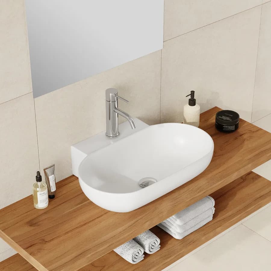 Lavabo d'appoggio 56x40 cm in ceramica bianco opaco - Cloe
