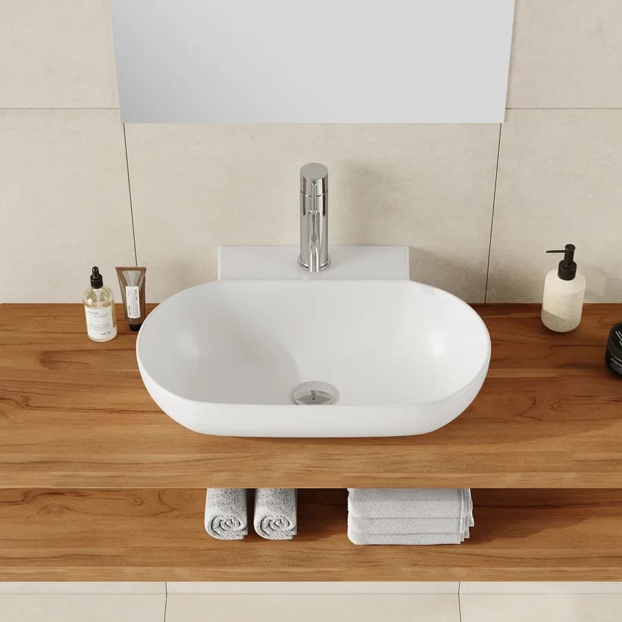Lavabo d'appoggio 56x40 cm in ceramica bianco opaco - Cloe