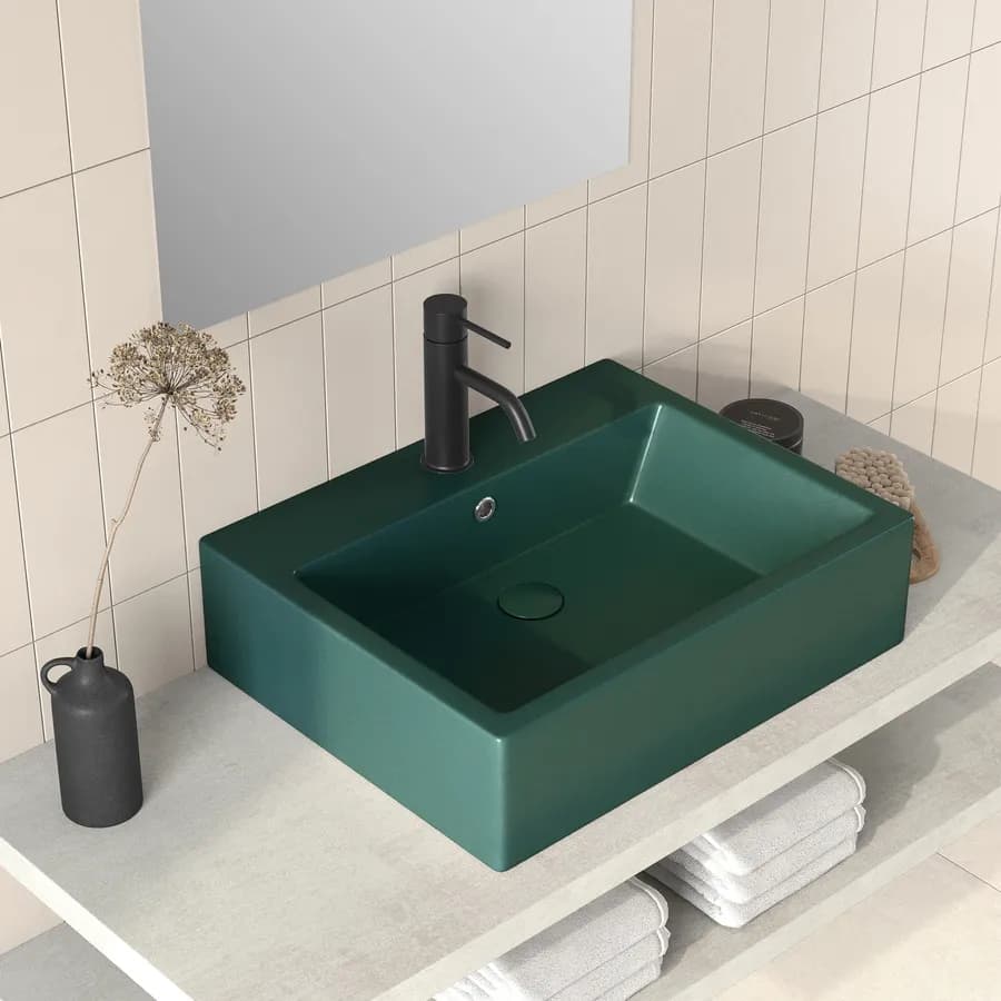 Lavabo d'appoggio 57x45 cm in ceramica verde opaco - Cloe