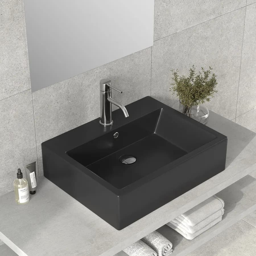 Lavabo d'appoggio 57x45 cm in ceramica nero opaco - Cloe