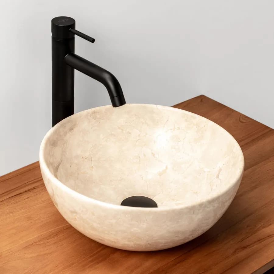 Lavabo da appoggio 35 cm in marmo levigato crema - Artizan
