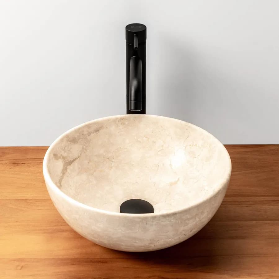 Lavabo da appoggio 35 cm in marmo levigato crema - Artizan