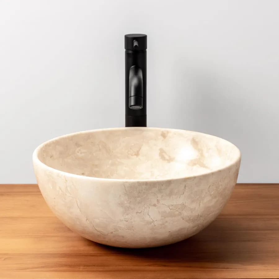 Lavabo da appoggio 35 cm in marmo levigato crema - Artizan