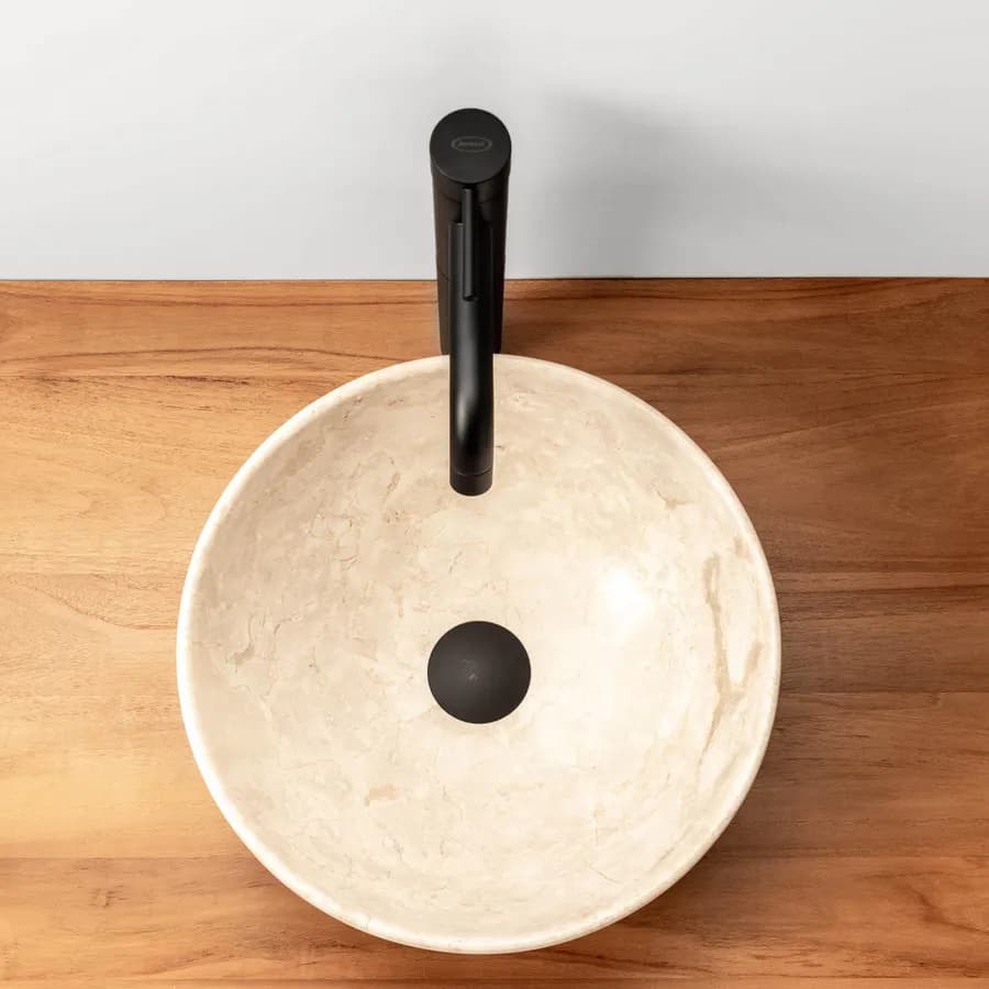 Lavabo da appoggio 35 cm in marmo levigato crema - Artizan