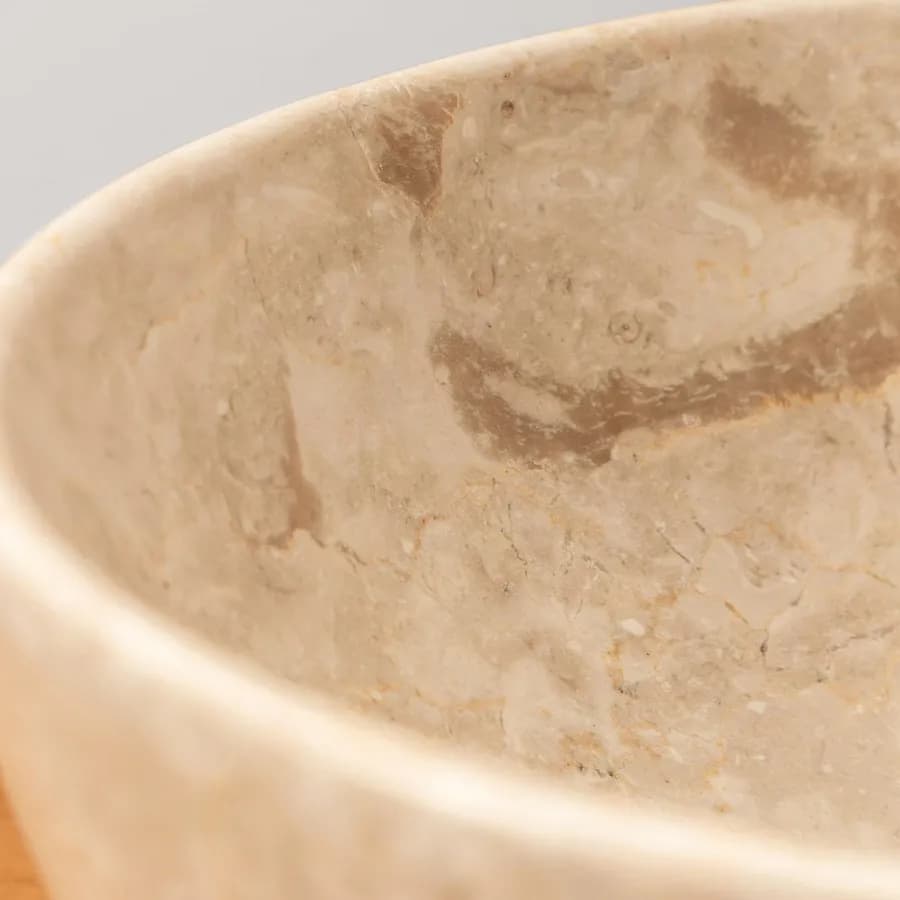 Lavabo da appoggio 35 cm in marmo levigato crema - Artizan