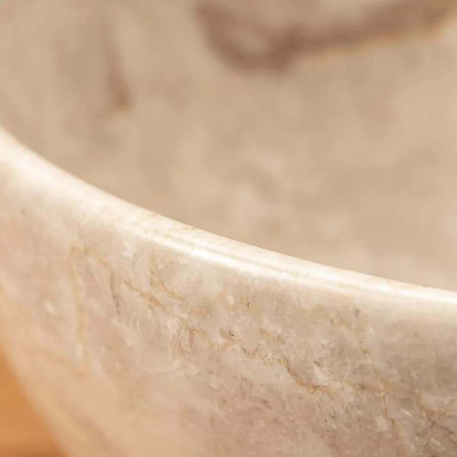 Lavabo da appoggio 35 cm in marmo levigato crema - Artizan