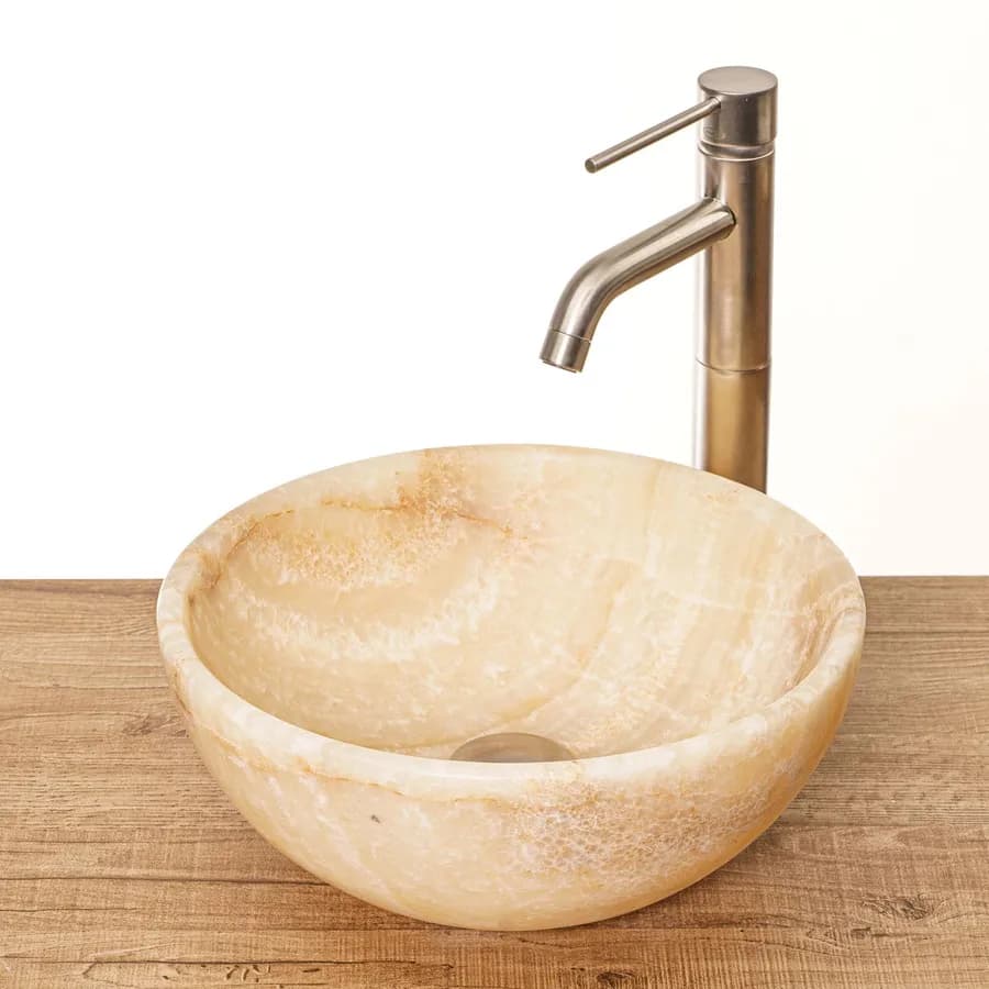 Lavabo da appoggio 35 cm in pietra naturale di onice ocra - Artizan