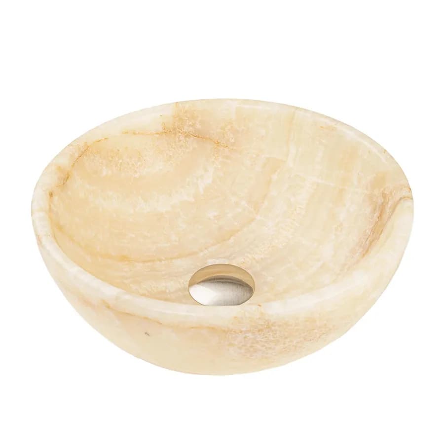 Lavabo da appoggio 35 cm in pietra naturale di onice ocra - Artizan