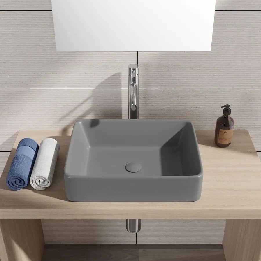 Lavabo d'appoggio in ceramica 48x37 cm grigio opaco - Cloe