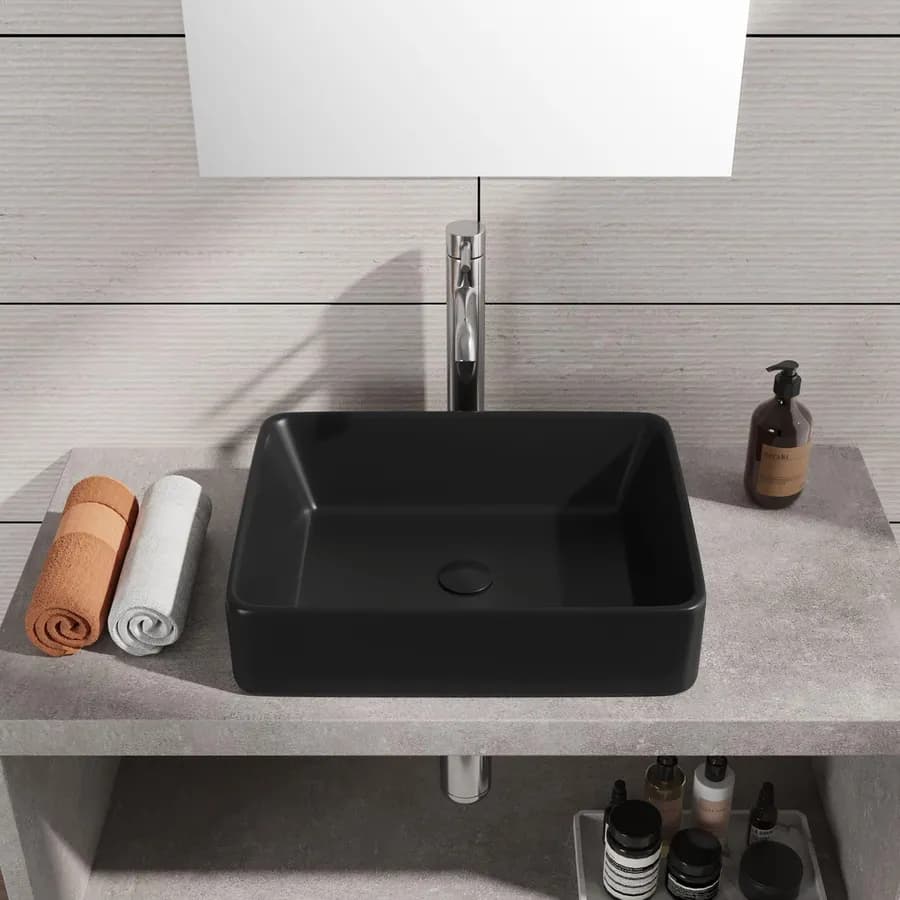 Lavabo d'appoggio in ceramica 48x37 cm nero opaco - Cloe