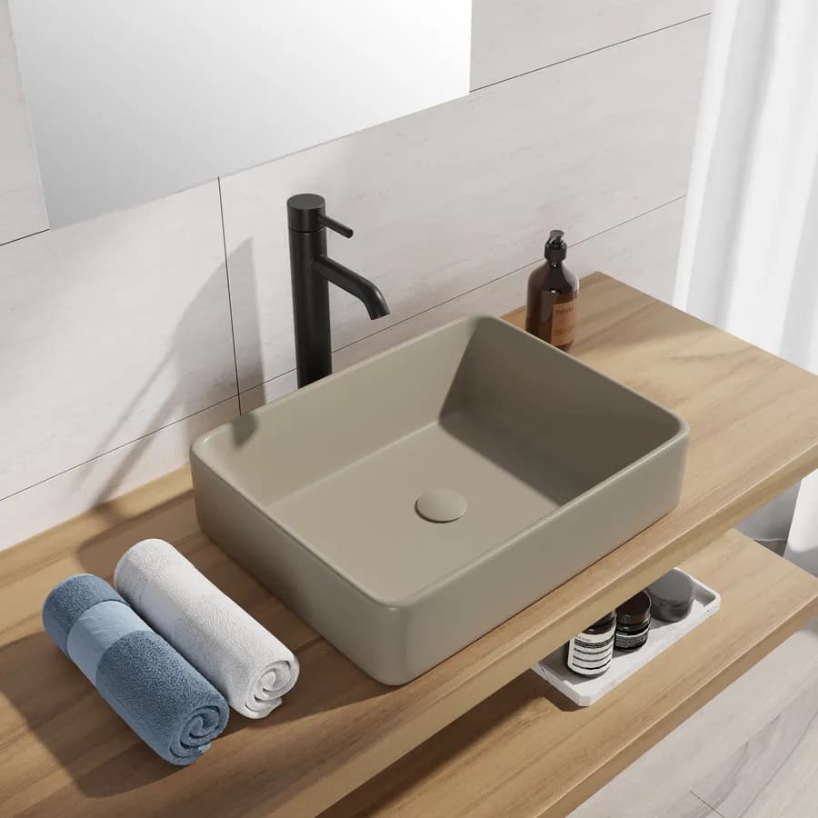 Lavabo d'appoggio in ceramica 48x37 cm tortora opaco - Cloe