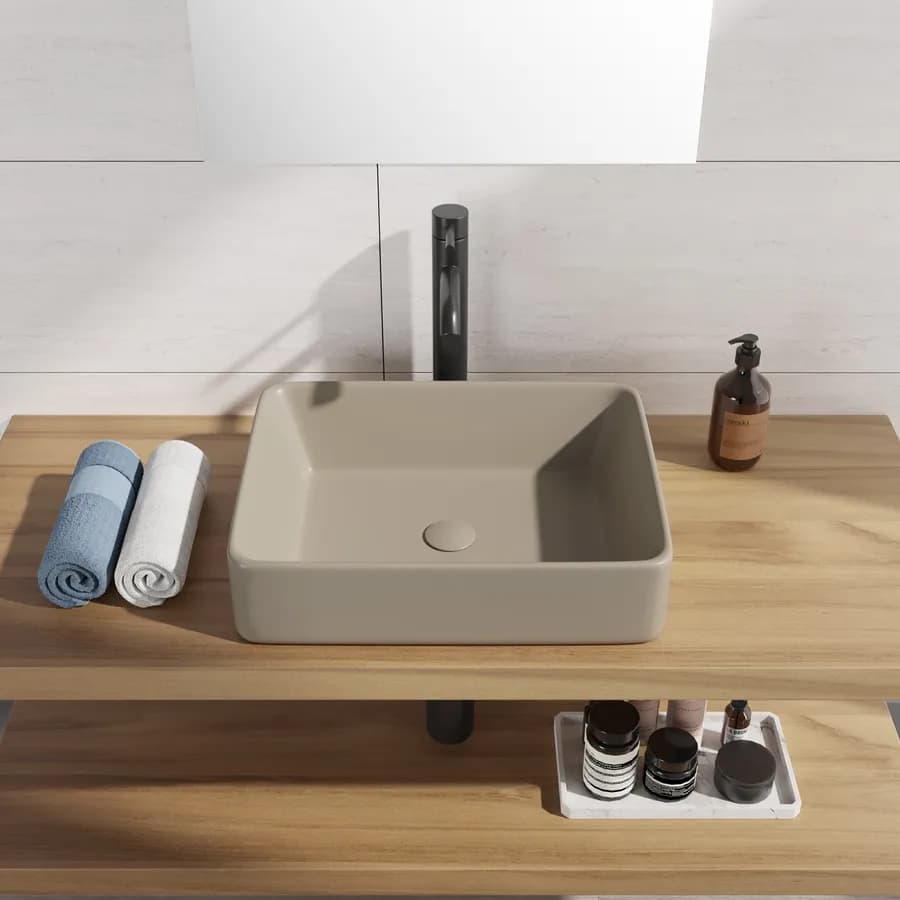 Lavabo d'appoggio in ceramica 48x37 cm tortora opaco - Cloe