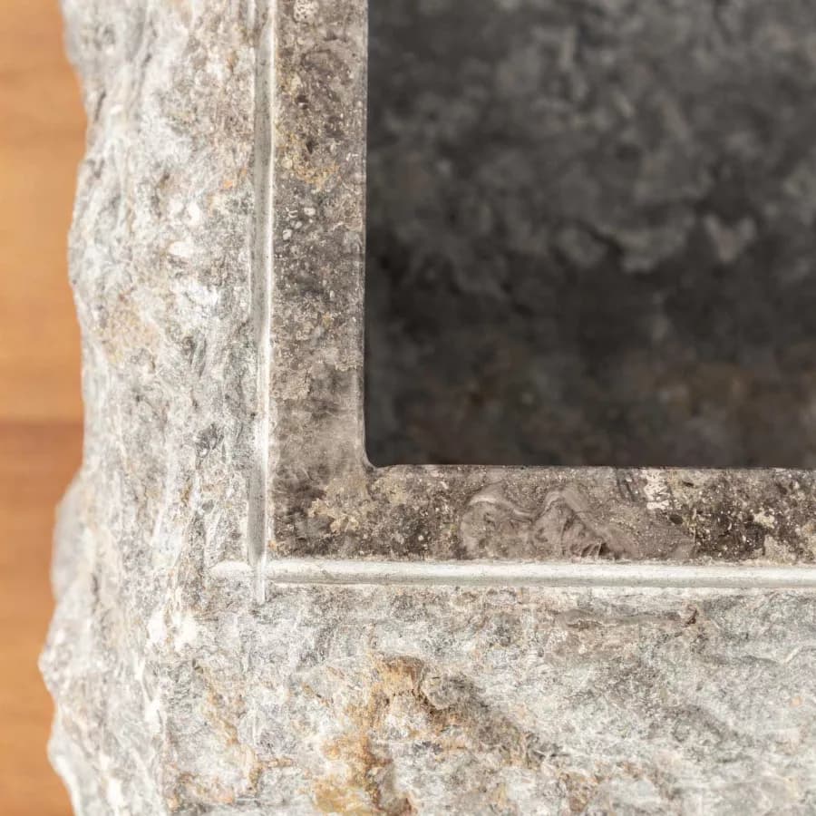 Lavabo da appoggio 50x40 cm in marmo bocciardato grigio chiaro - Artizan