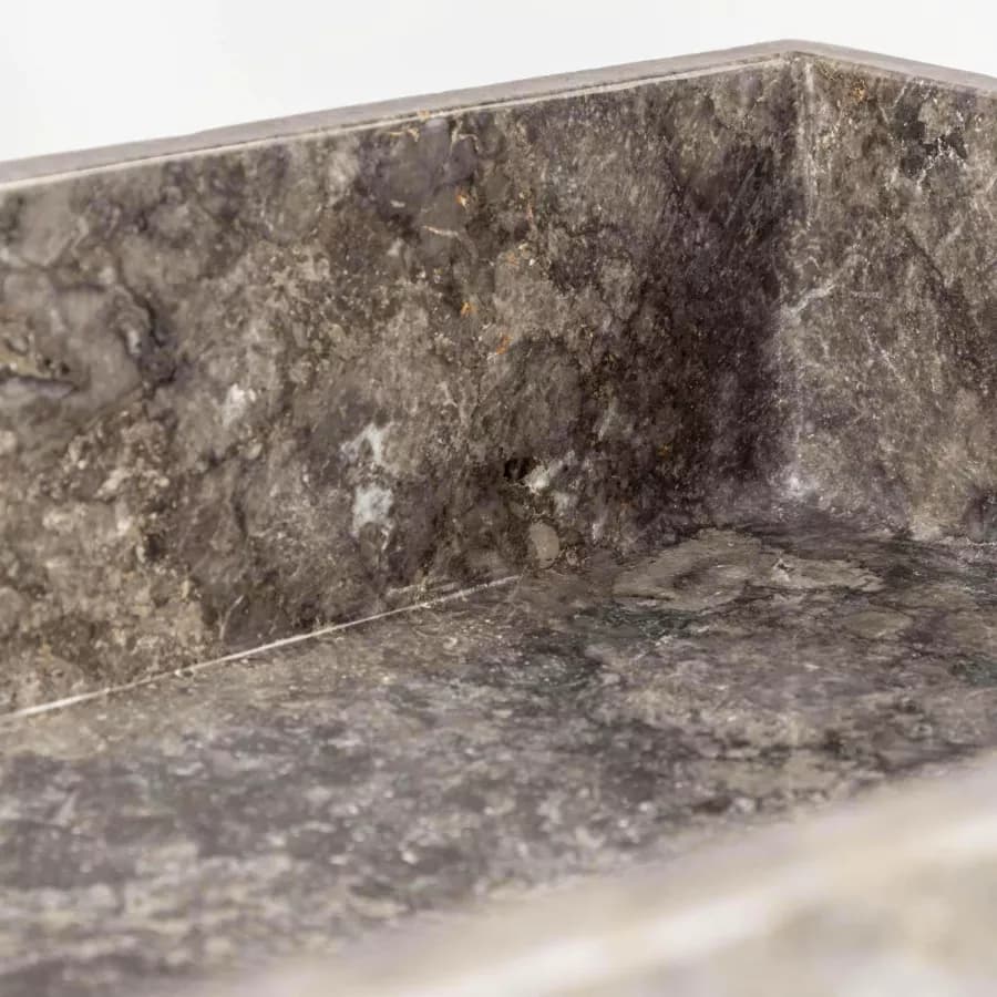 Lavabo da appoggio 50x40 cm in marmo bocciardato grigio chiaro - Artizan