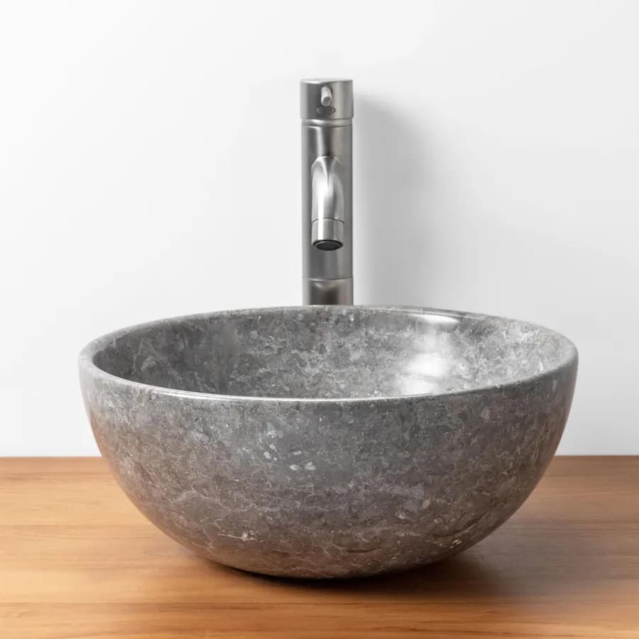 Lavabo da appoggio 35 cm in marmo levigato grigio chiaro - Artizan