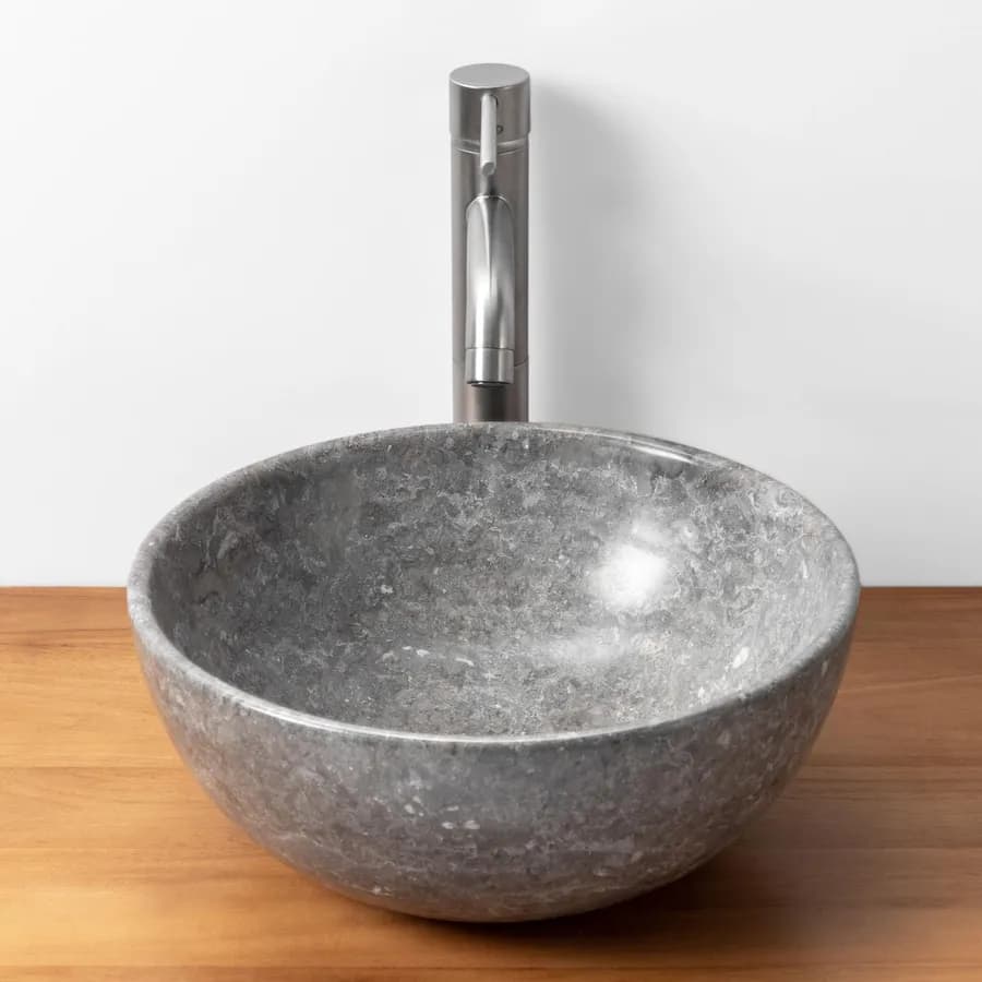 Lavabo da appoggio 35 cm in marmo levigato grigio chiaro - Artizan