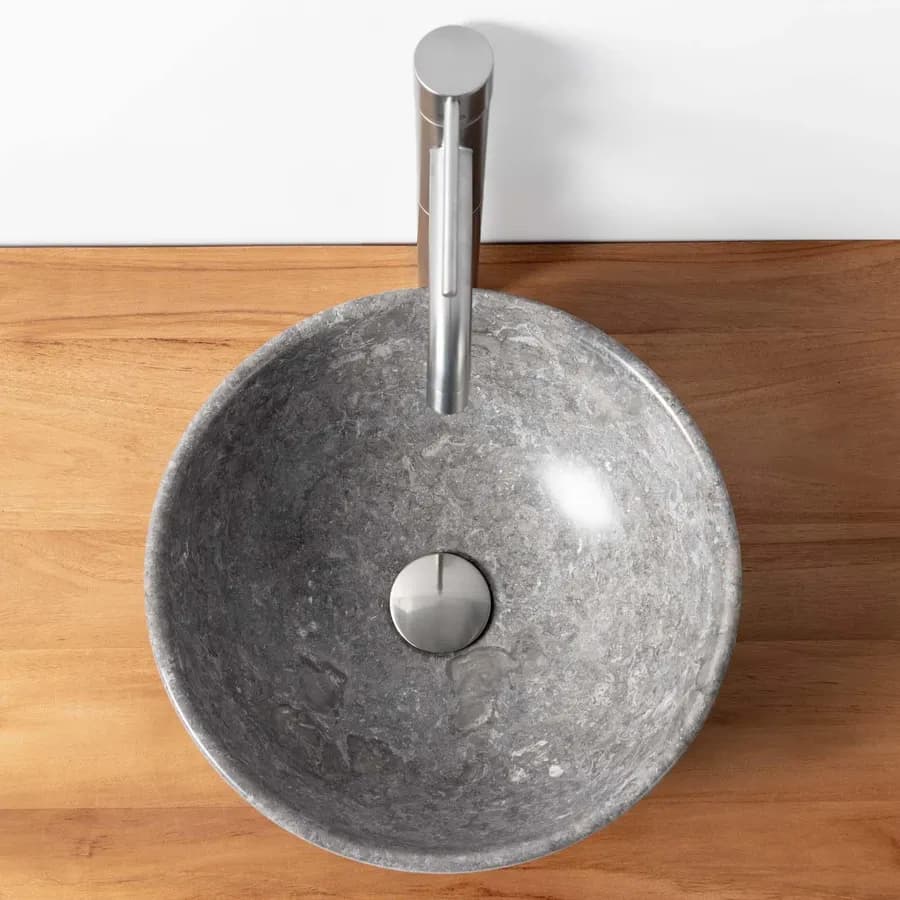 Lavabo da appoggio 35 cm in marmo levigato grigio chiaro - Artizan