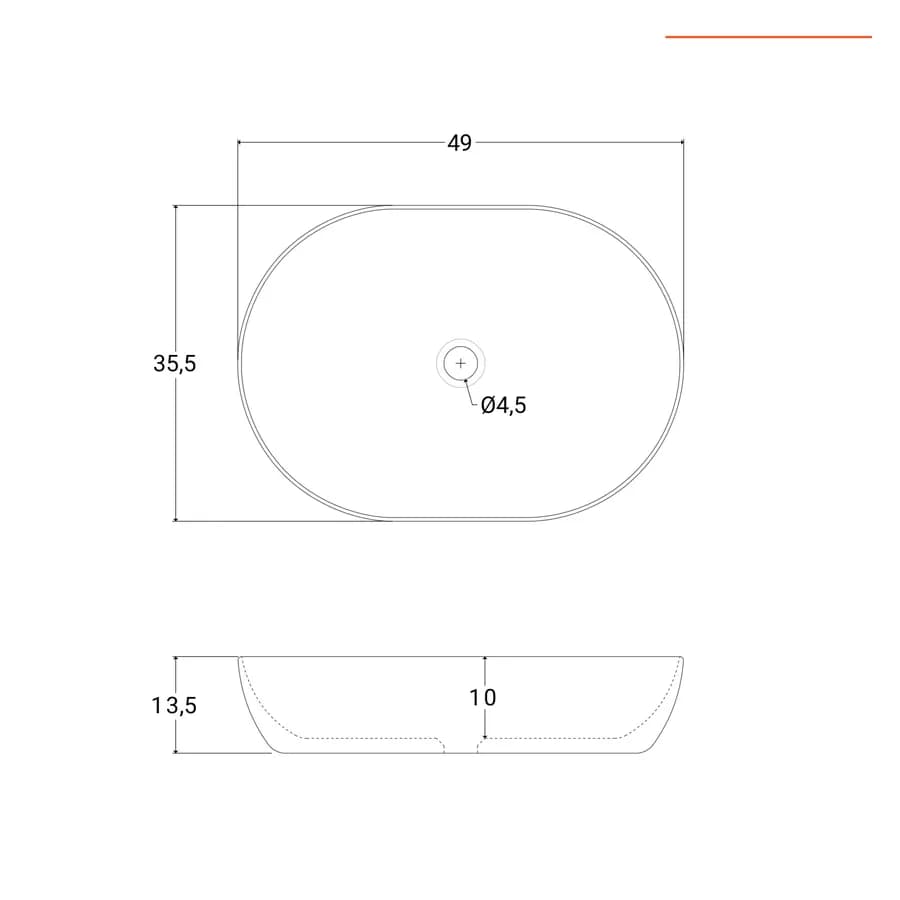 Lavabo d'appoggio slim in ceramica 49x35 cm verde opaco - Cloe