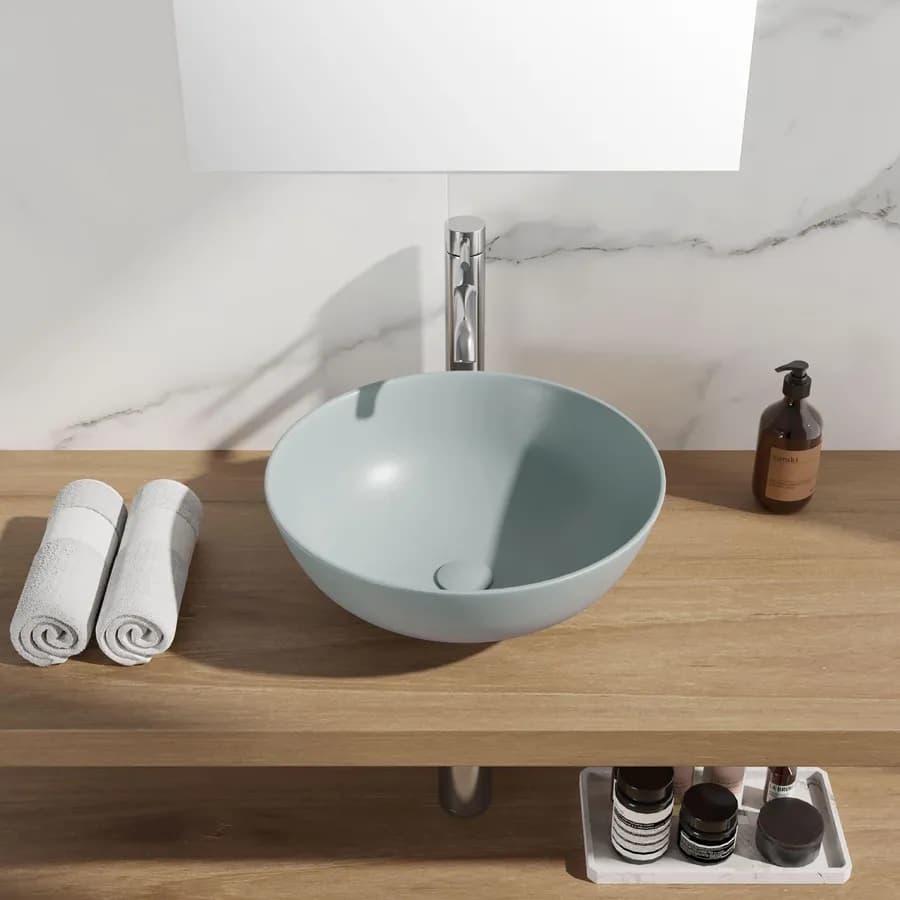 Lavabo d'appoggio tondo da 42 cm color carta da zucchero - Cloe