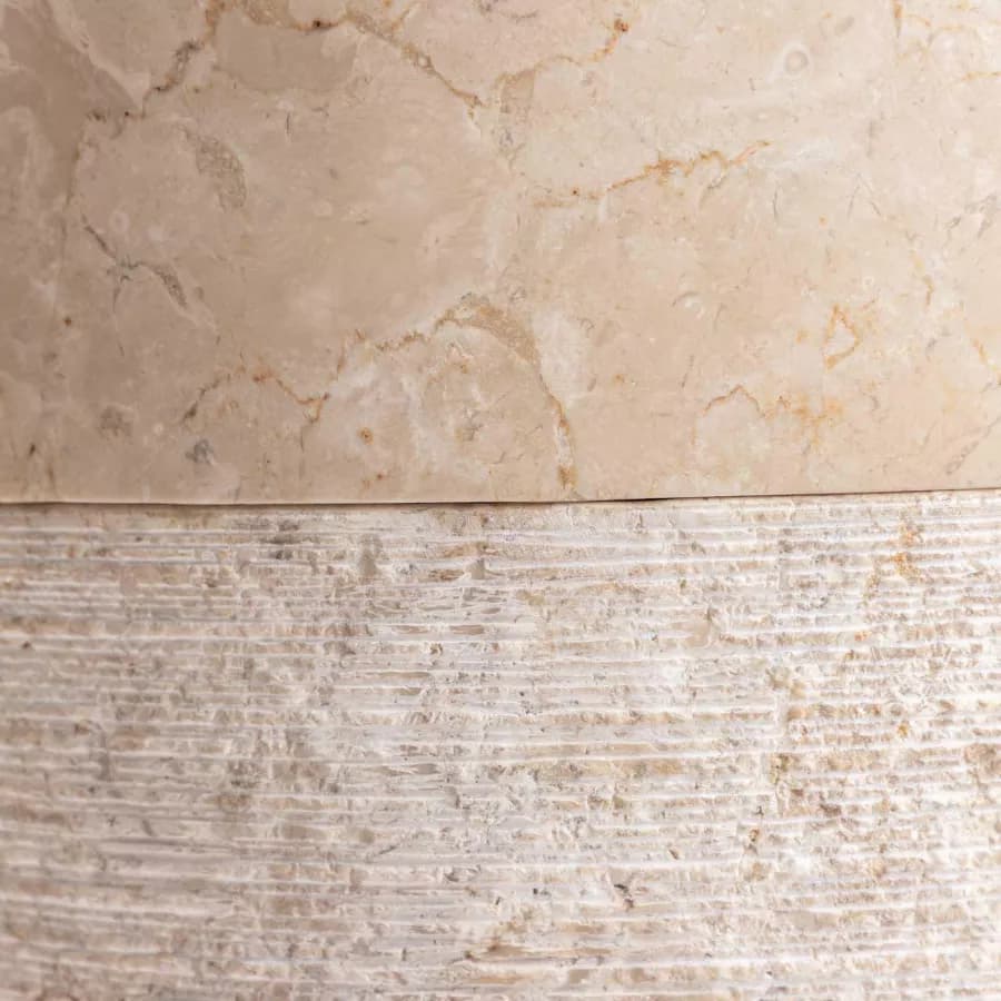 Lavabo freestanding 90h cm in marmo bocciardato crema e bianco - Artizan