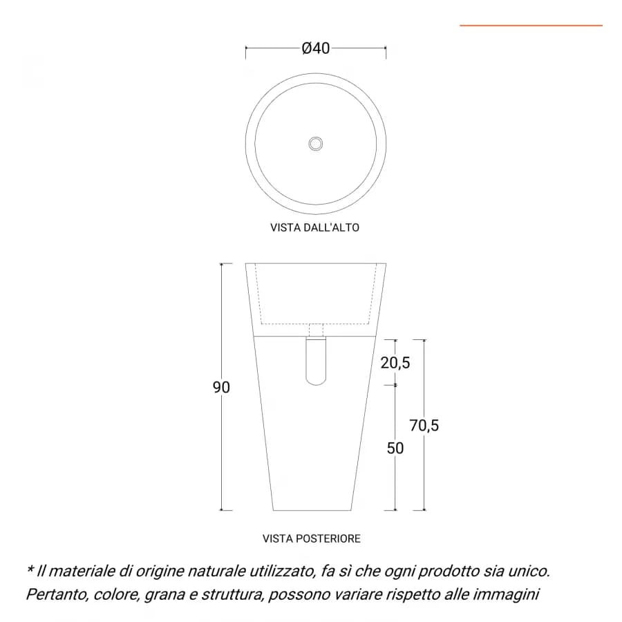 Lavabo freestanding 90h cm in marmo bocciardato crema e bianco - Artizan