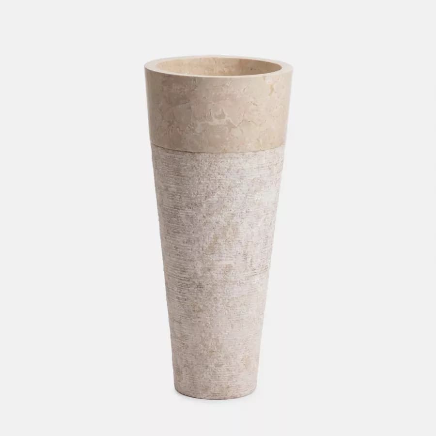 Lavabo freestanding 90h cm in marmo bocciardato crema e bianco - Artizan