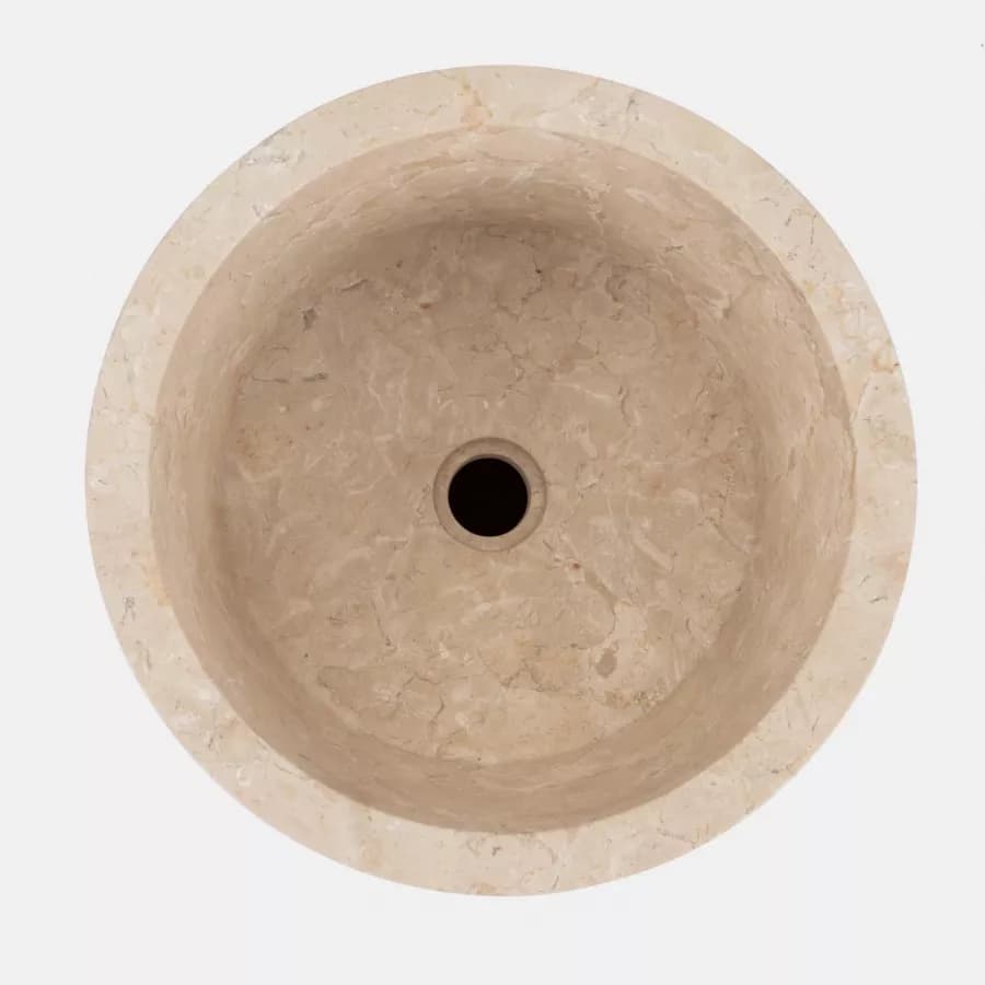 Lavabo freestanding 90h cm in marmo bocciardato crema e bianco - Artizan