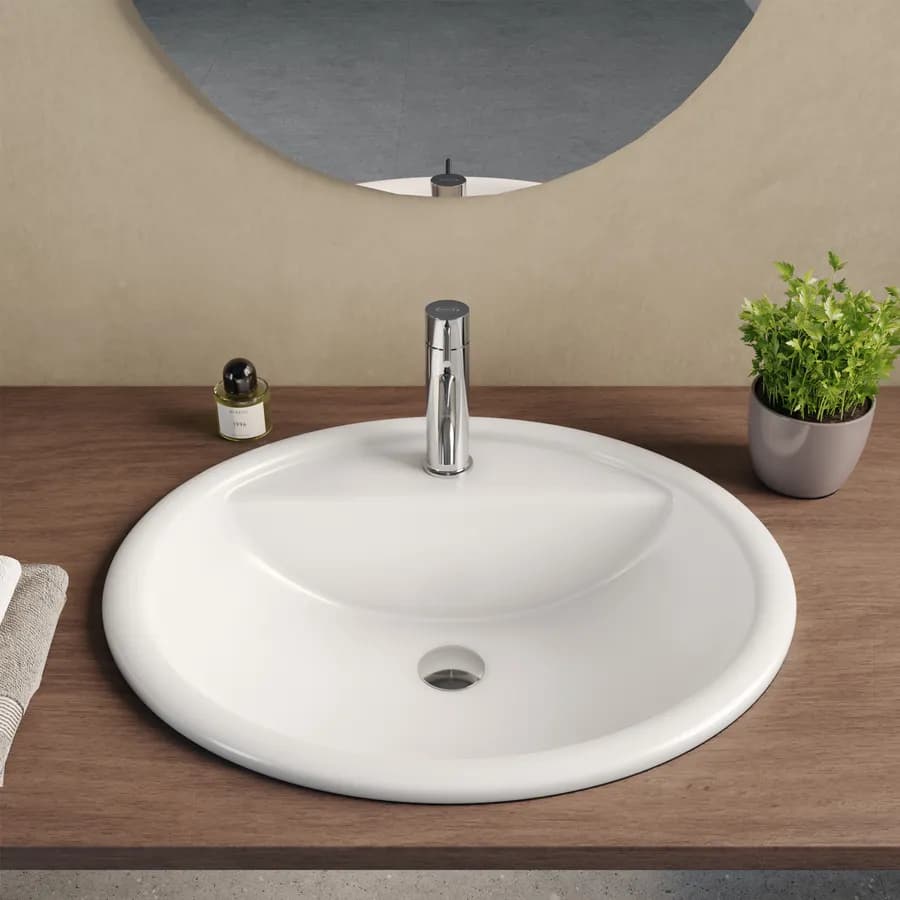 Lavabo incasso soprapiano ovale 56 cm in ceramica bianca - Doria