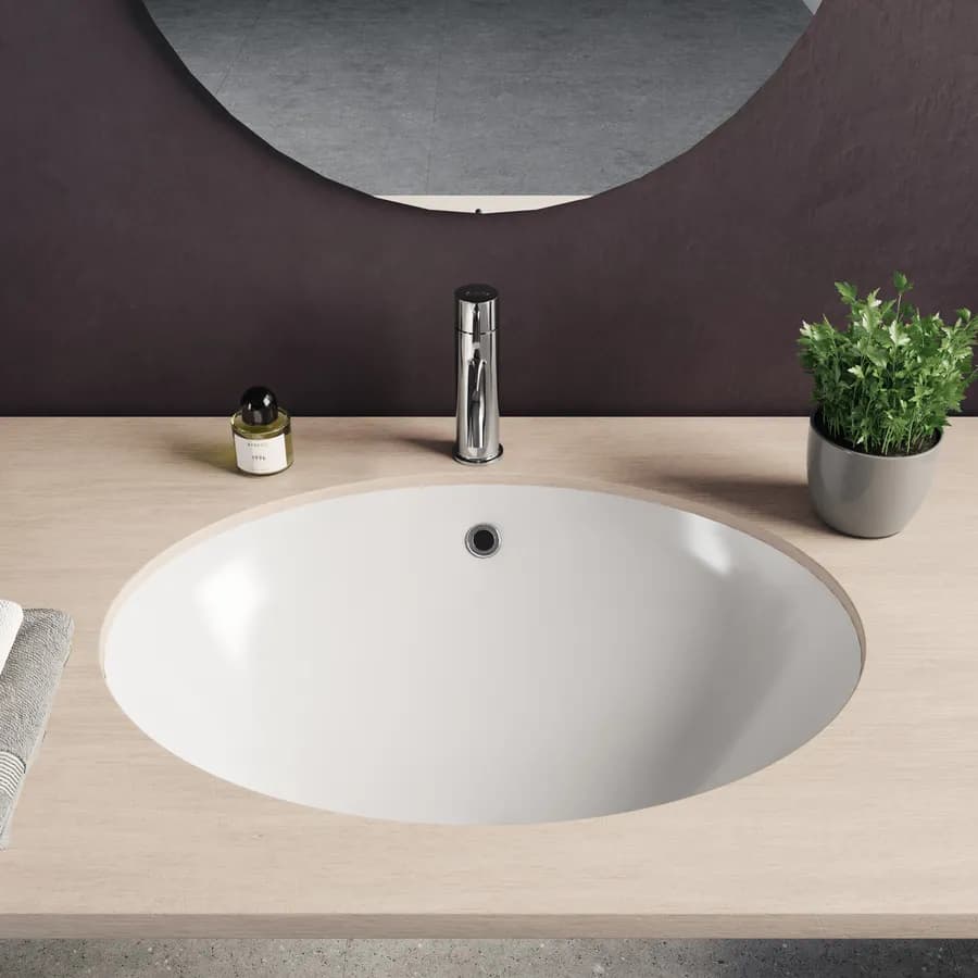 Lavabo incasso sottopiano ovale 53,5 cm in ceramica bianca - Doria