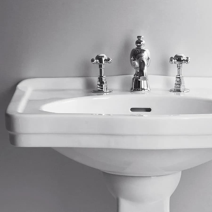 Lavabo monoforo 68 cm con colonna in ceramica bianco - Londra di Simas