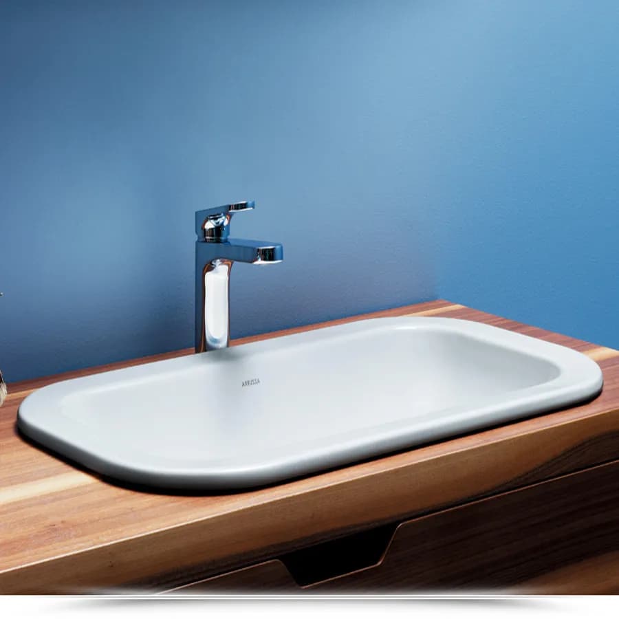 Lavabo semincasso Azzurra ceramica Glaze 50x40 cm bianco soprapiano