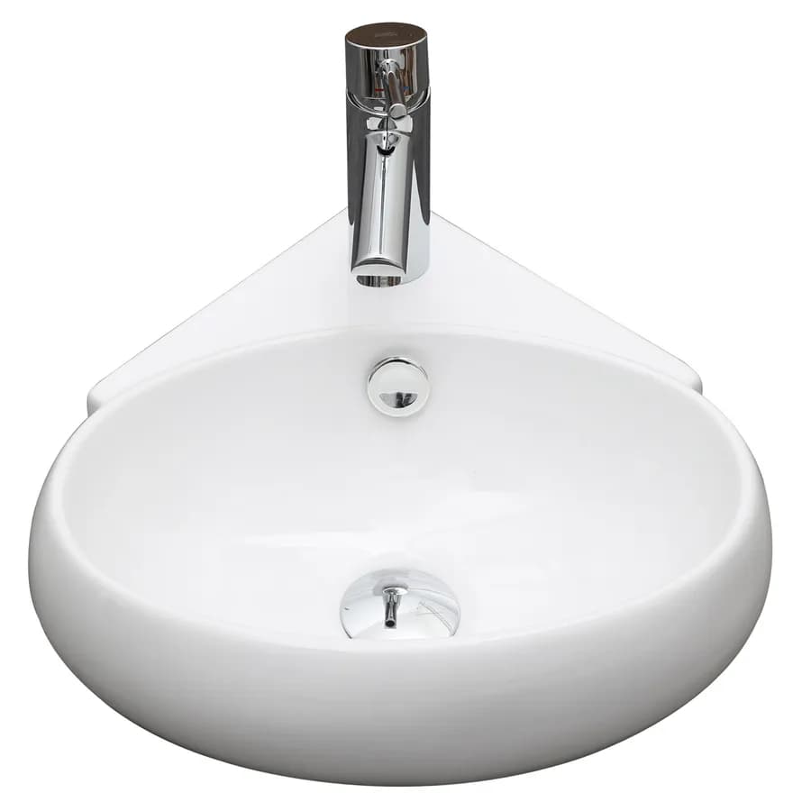 Lavabo sospeso 39x37 in ceramica angolare bianco lucido monoforo