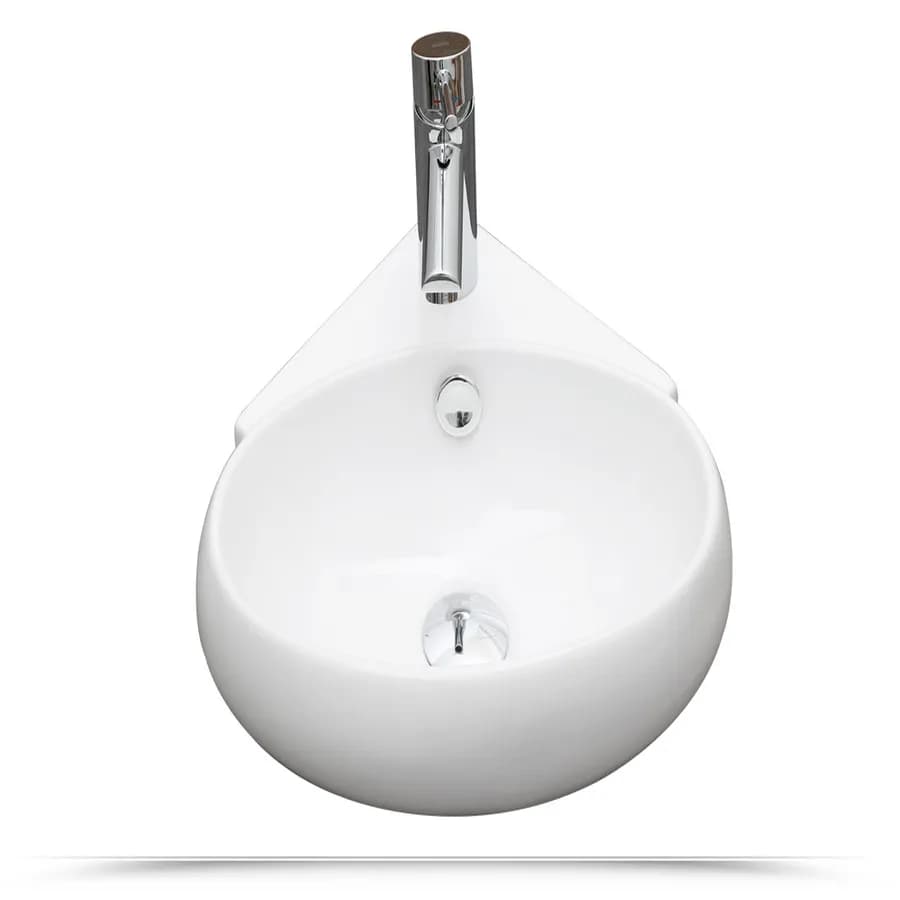 Lavabo sospeso 39x37 in ceramica angolare bianco lucido monoforo