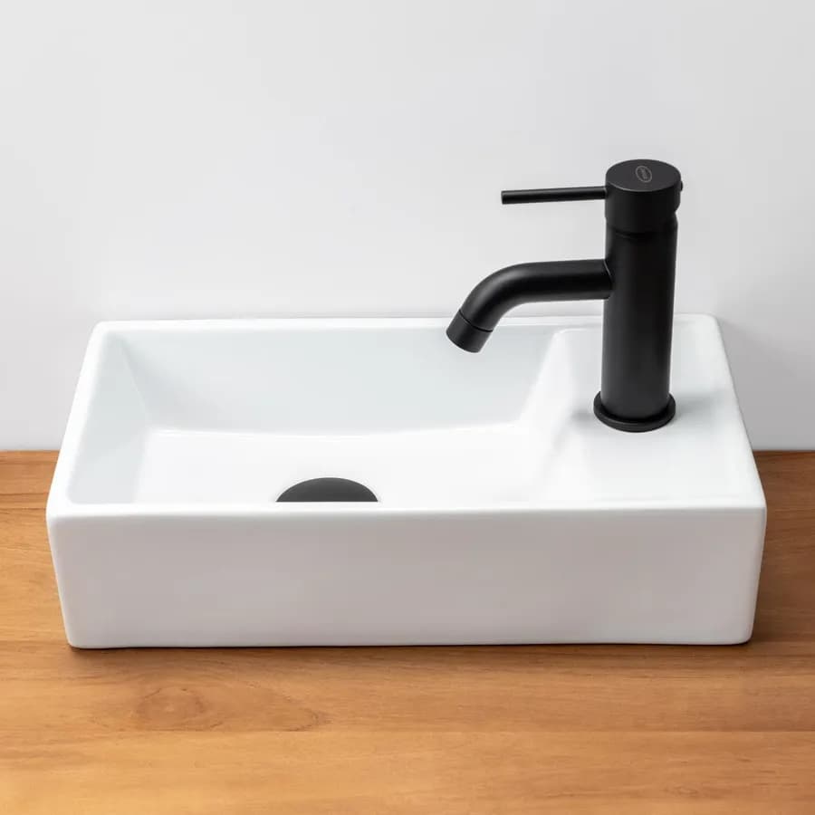 Lavabo sospeso in ceramica rettangolare 41 cm foro dx bianco