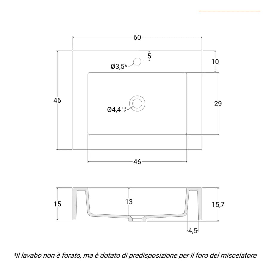 Lavabo 60X46 cm bianco opaco - Agua