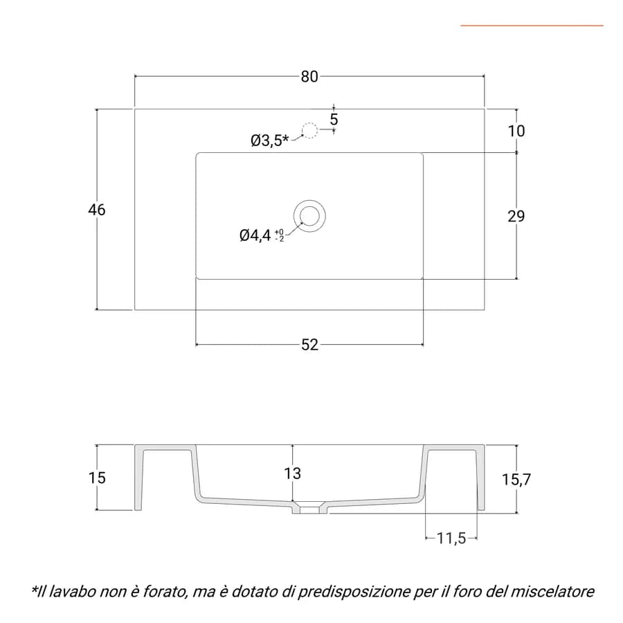 Lavabo 80X46 cm bianco opaco - Agua