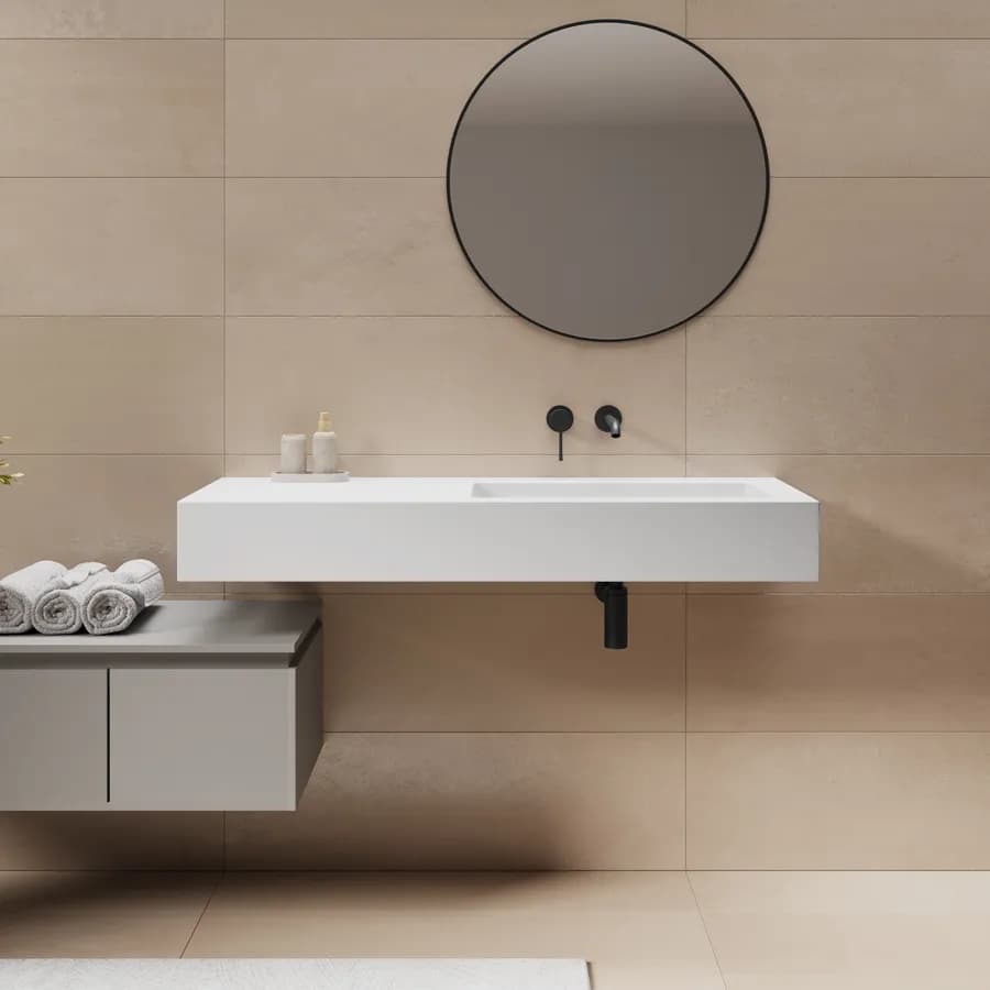 Lavabo 120X46 cm con vasca dx bianco opaco - Agua