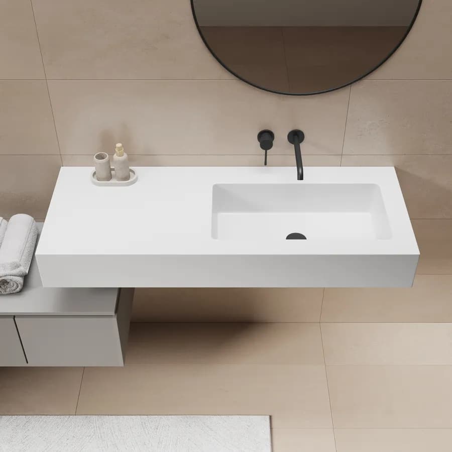 Lavabo 120X46 cm con vasca dx bianco opaco - Agua